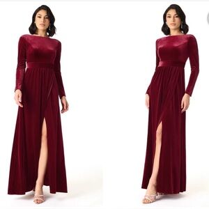 Azazie Velvet Bridesmaid Dress - Burgundy